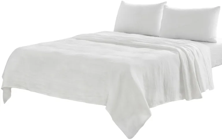 Four Piece Ivory Linen Sheet Set Photo 3