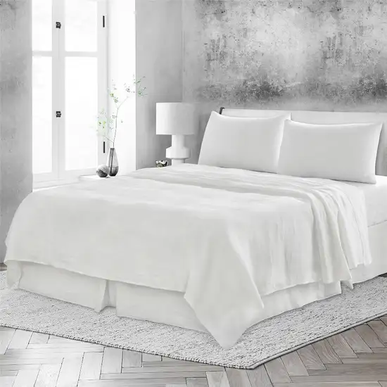 Four Piece Ivory Linen Sheet Set Photo 8