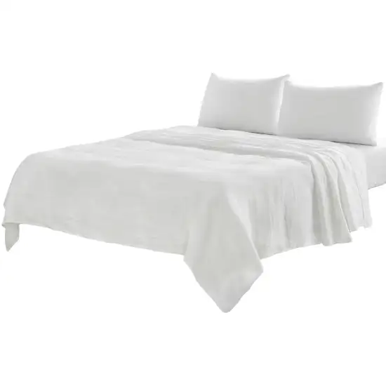 Four Piece Ivory Linen Sheet Set Photo 3