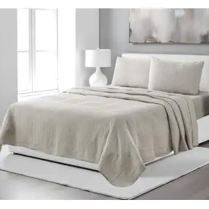 Photo of Four Piece Light Gray Linen Sheet Set