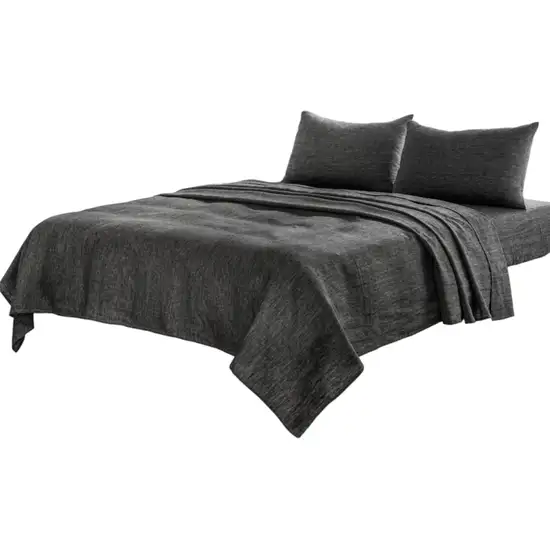 Four Piece Onyx Linen Sheet Set Photo 4