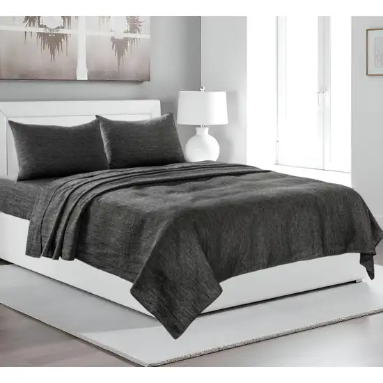 Four Piece Onyx Linen Sheet Set Photo 2