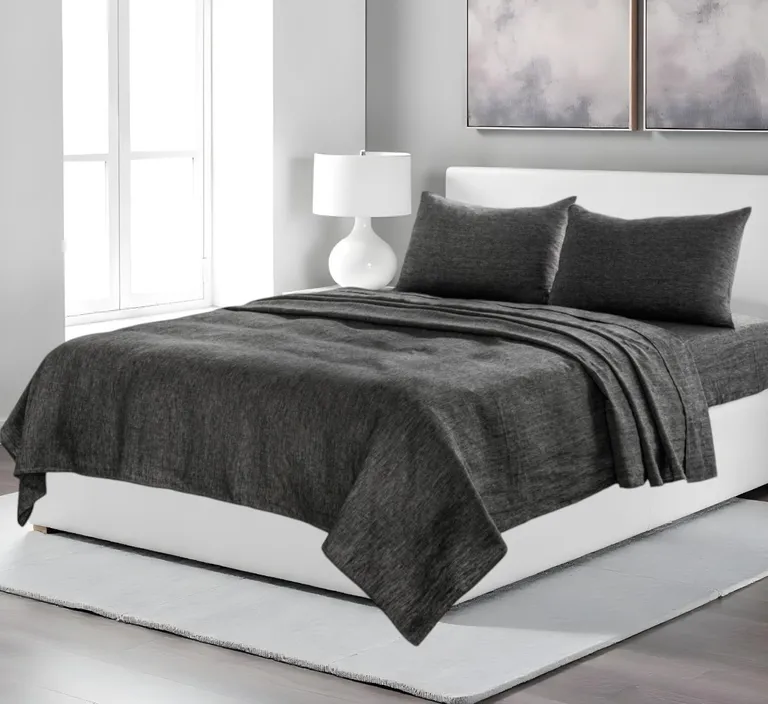 Four Piece Onyx Linen Sheet Set Photo 2