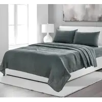 Photo of Four Piece Slate Gray Linen Sheet Set