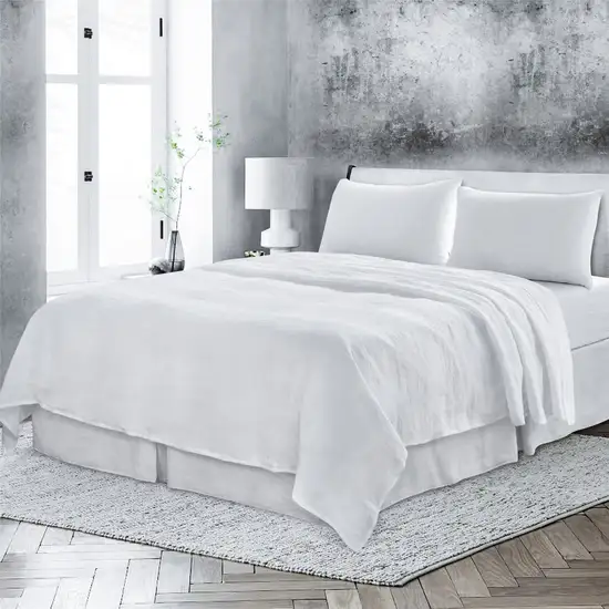 Four Piece White Linen  Sheet Set Photo 6