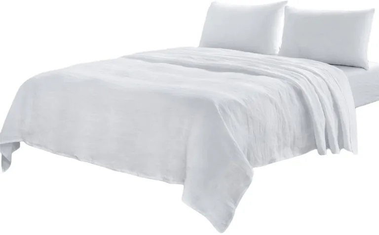 Four Piece White Linen  Sheet Set Photo 4