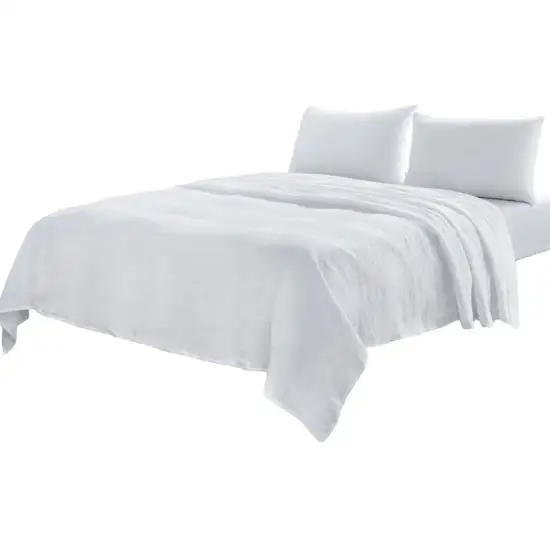 Four Piece White Linen  Sheet Set Photo 4