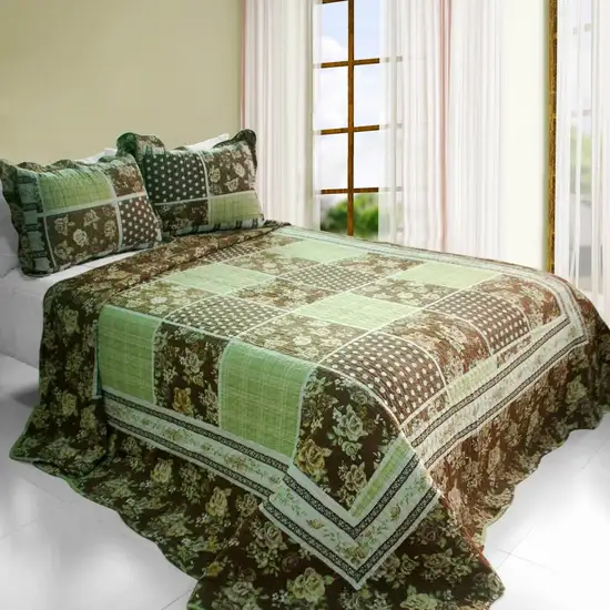 Free Life -  Cotton 3PC Vermicelli-Quilted Printed Quilt Set (Full/Queen Size) Photo 1