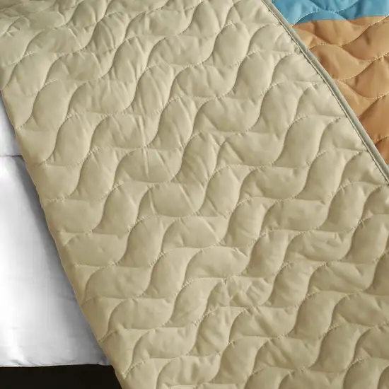 Free Sunday -  3PC Vermicelli-Quilted Patchwork Quilt Set (Full/Queen Size) Photo 3
