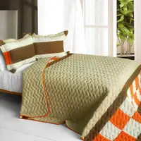 Photo of Frenzied Night - 3PC Vermicelli-Quilted Patchwork Quilt Set (Full/Queen Size)