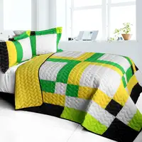 Photo of Fresh Field - 3PC Vermicelli - Quilted Patchwork Quilt Set (Full/Queen Size)
