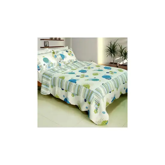 Fresh Sound -  100% Cotton 3PC Vermicelli-Quilted Patchwork Quilt Set (Full/Queen Size) Photo 2