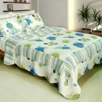 Photo of Fresh Sound - 100% Cotton 3PC Vermicelli-Quilted Patchwork Quilt Set (Full/Queen Size)