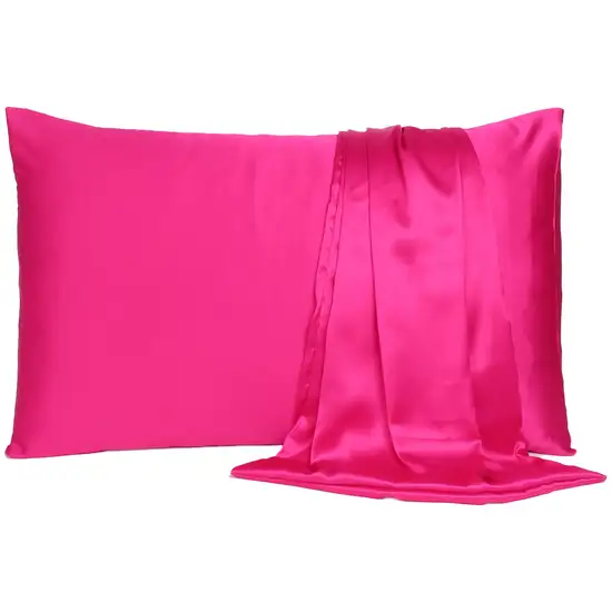 Fuchsia Dreamy Set Of 2 Silky Satin King Pillowcases Photo 1