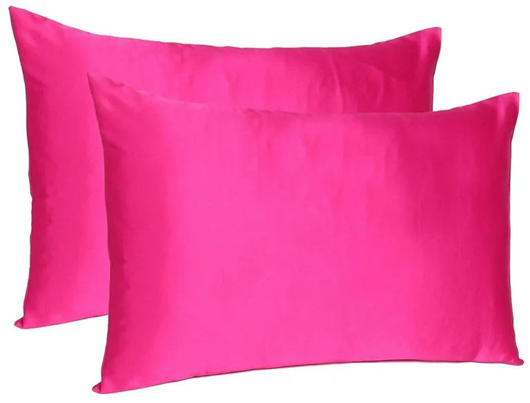 Fuchsia Dreamy Set Of 2 Silky Satin King Pillowcases Photo 4