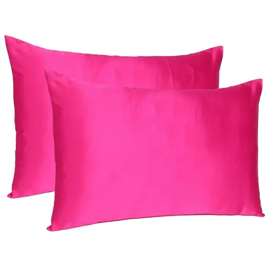 Fuchsia Dreamy Set Of 2 Silky Satin King Pillowcases Photo 4