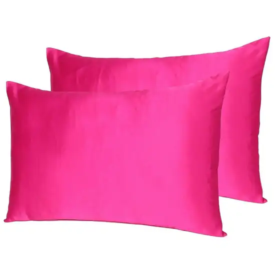 Fuchsia Dreamy Set Of 2 Silky Satin King Pillowcases Photo 7