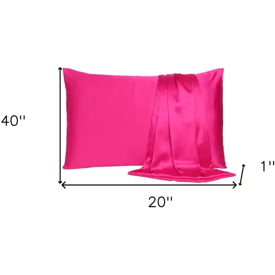 Fuchsia Dreamy Set Of 2 Silky Satin King Pillowcases Photo 8