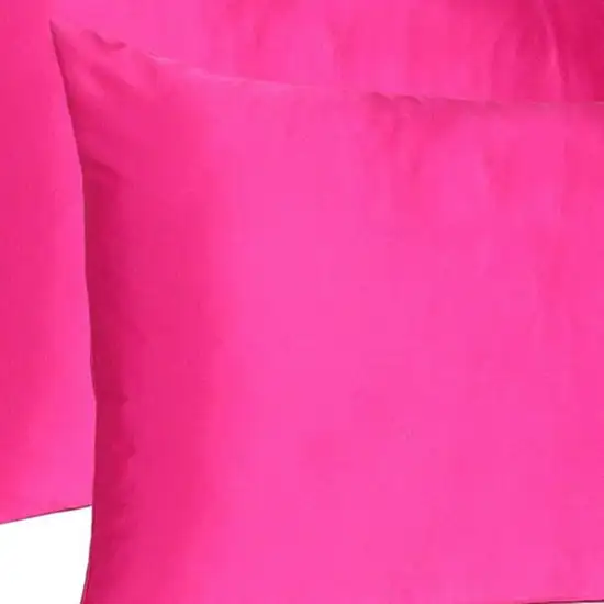 Fuchsia Dreamy Set Of 2 Silky Satin King Pillowcases Photo 6