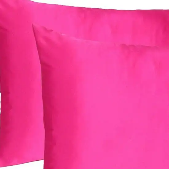 Fuchsia Dreamy Set Of 2 Silky Satin Queen Pillowcases Photo 6