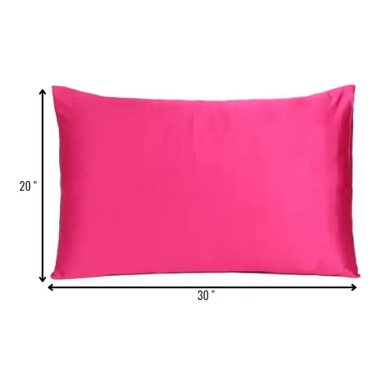 Fuchsia Dreamy Set Of 2 Silky Satin Queen Pillowcases Photo 8