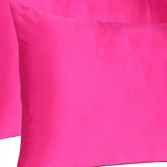 Fuchsia Dreamy Set Of 2 Silky Satin Standard Pillowcases Photo 6