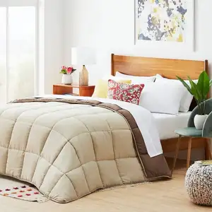 Photo of Full All Seasons Beige/Brown Reversible Polyester Down Alternative Comforter