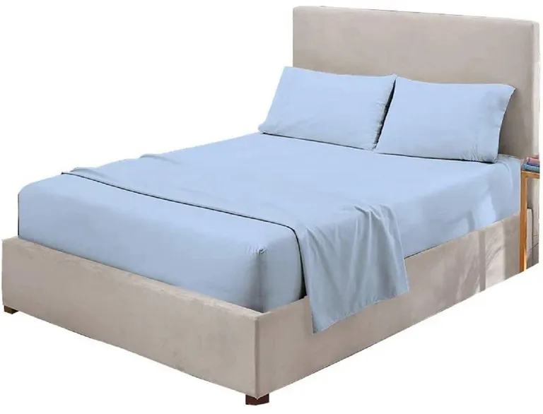 Full Blue 100-Percent Egyptian Cotton 1000 Thread Count 4-Piece Sheet Set Photo 2