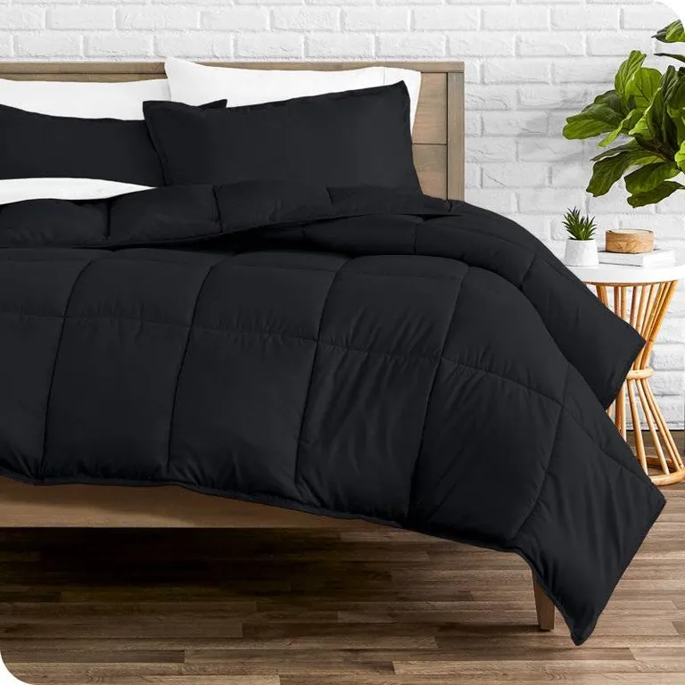 Full/Double Size All Season Super Soft Down Alternative Comforter Set Black Photo 1