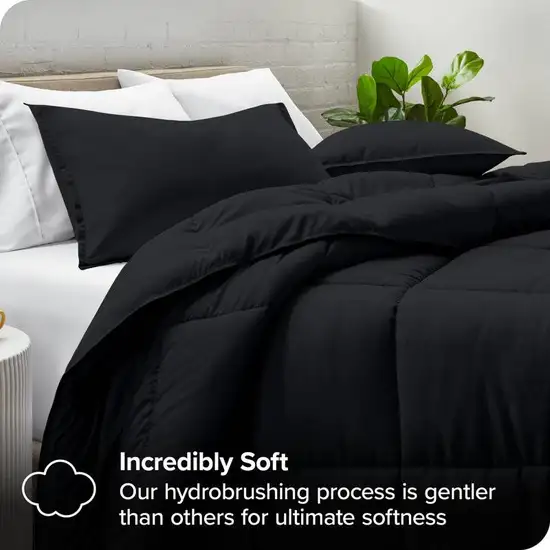 Full/Double Size All Season Super Soft Down Alternative Comforter Set Black Photo 5