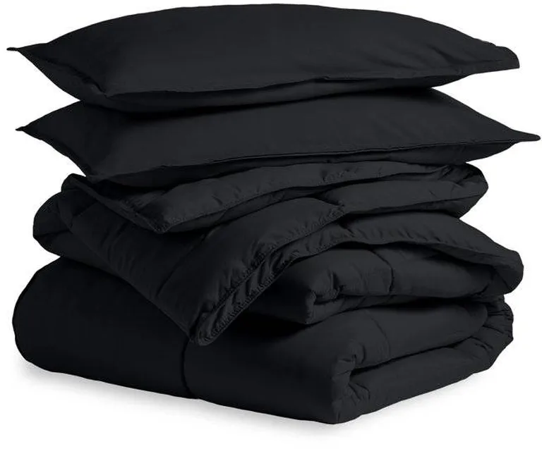 Full/Double Size All Season Super Soft Down Alternative Comforter Set Black Photo 2