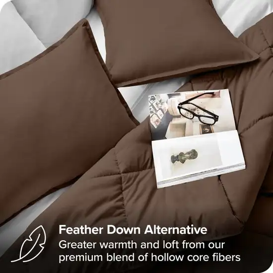 Full/Double Size All Season Super Soft Down Alternative Comforter Set Chocolate Photo 4