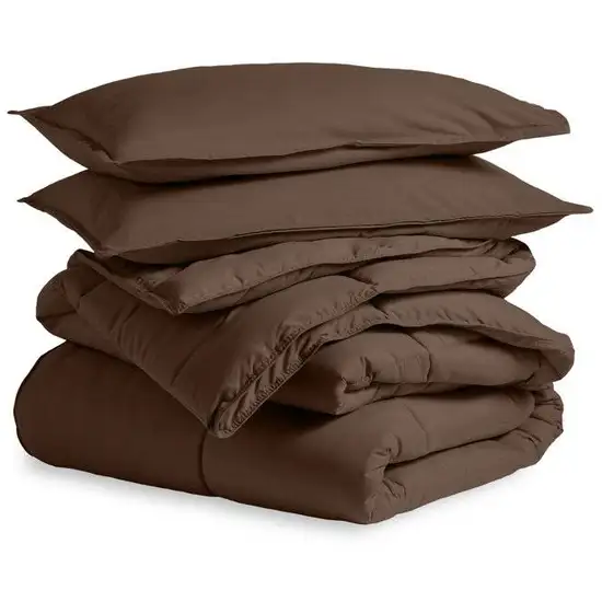 Full/Double Size All Season Super Soft Down Alternative Comforter Set Chocolate Photo 2