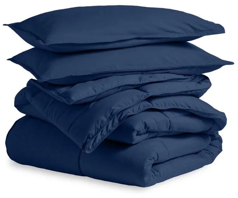 Full/Double Size All Season Super Soft Down Alternative Comforter Set Navy Photo 2