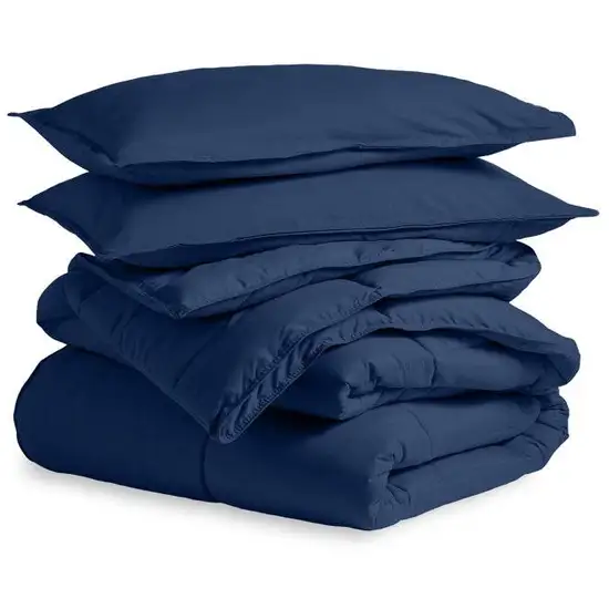 Full/Double Size All Season Super Soft Down Alternative Comforter Set Navy Photo 2