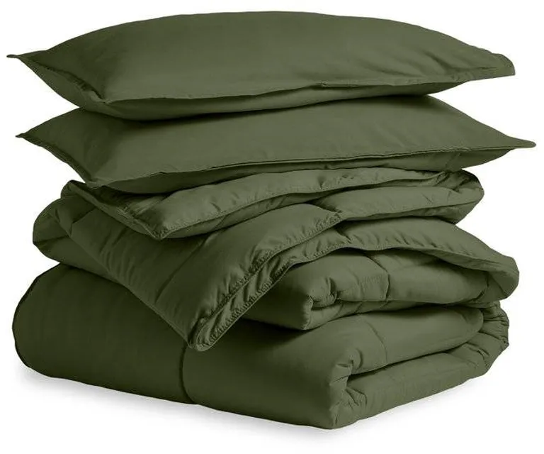 Full/Double Size All Season Super Soft Down Alternative Comforter Set Olive Photo 2