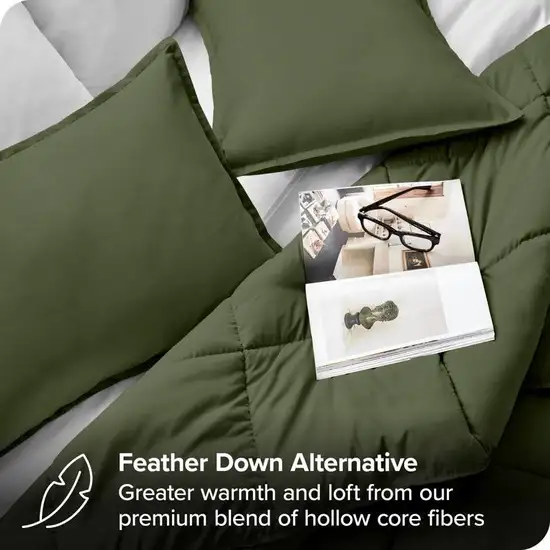 Full/Double Size All Season Super Soft Down Alternative Comforter Set Olive Photo 3