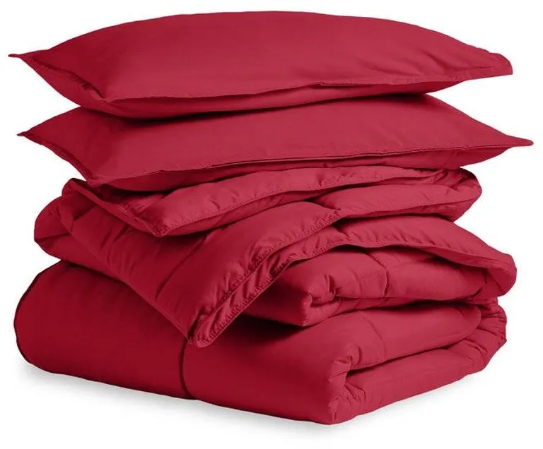 Full/Double Size All Season Super Soft Down Alternative Comforter Set Red Photo 2