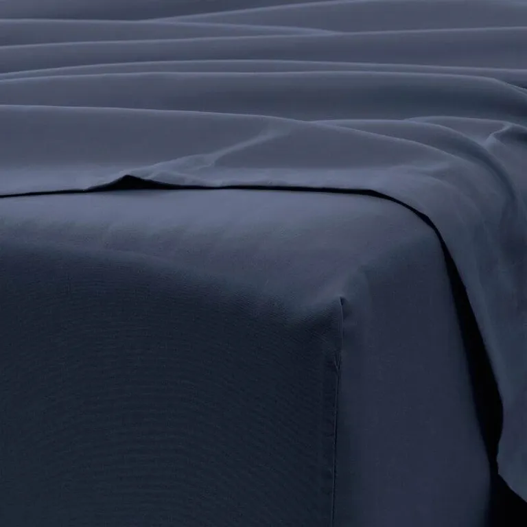 Full Navy Blue 6-Piece Soft Wrinkle Resistant Microfiber/Polyester Sheet Set Photo 3