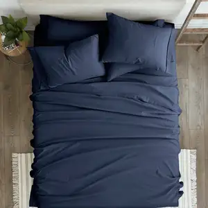 Photo of Full Navy Blue 6-Piece Soft Wrinkle Resistant Microfiber/Polyester Sheet Set