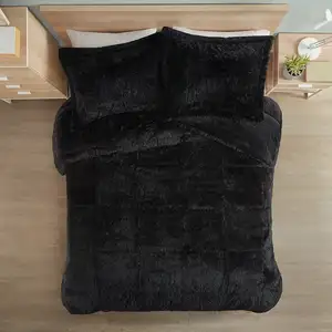 Photo of Soft Sherpa Faux Fur 3-Piece Comforter Set with Pillow Shams