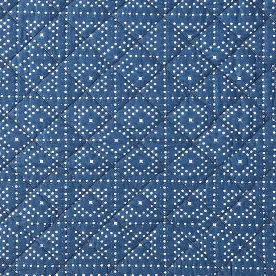 Full Queen Blue White Dots and Stripes 100-Percent Cotton Reversible Quilt Set Photo 3