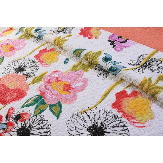 Full / Queen Cotton Quilt Set Multi-Color Floral Pattern Photo 3