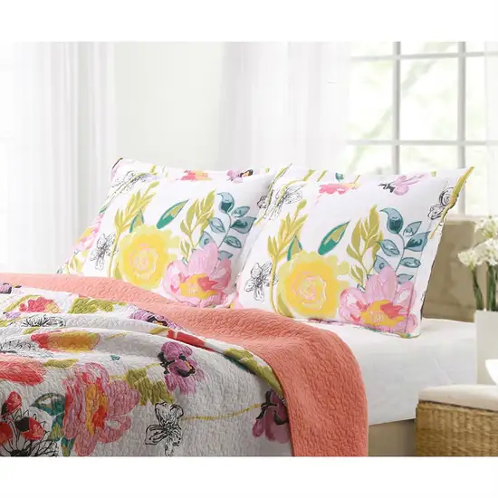 Full / Queen Cotton Quilt Set Multi-Color Floral Pattern Photo 2