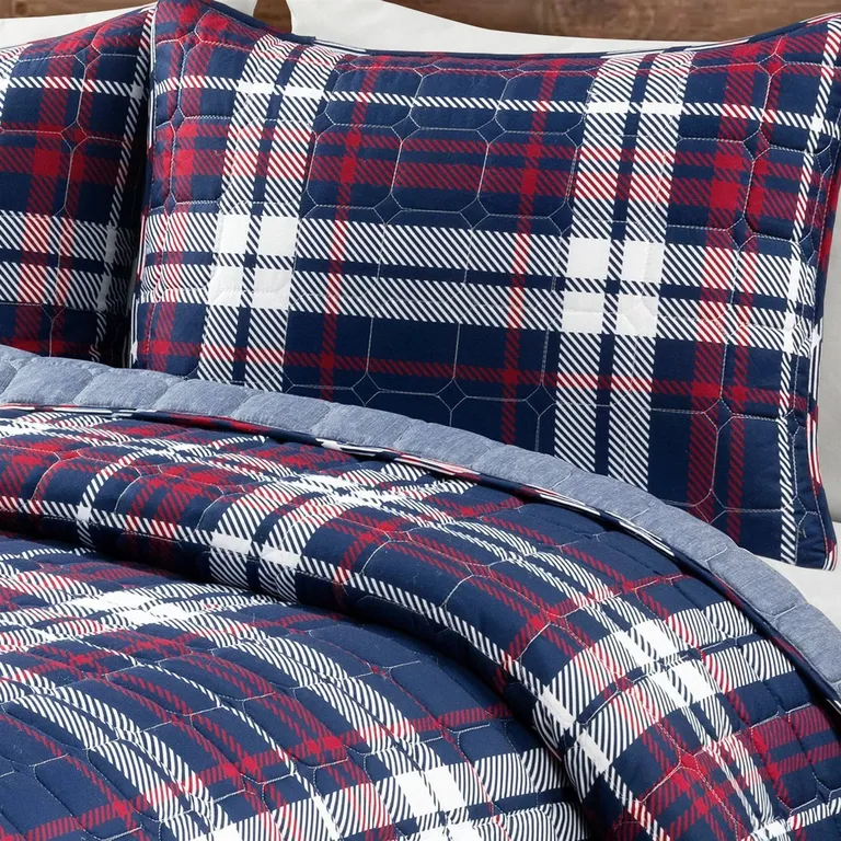 Full/Queen Farmhouse Plaid 3 Piece Lightweight Reversible Quilt Set Photo 3