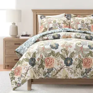 Photo of Full/Queen Floral Lightweight Reversible 3 PCS Comforter Set