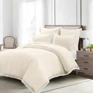 Photo of Full/Queen French Country Ivory 5-Piece Lightweight Comforter Set w/ Lace Trim