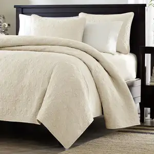 Photo of Full / Queen Ivory Beige Quilted Coverlet Quilt Set with 2 Shams