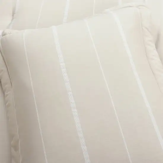 Full/Queen Lightweight Beige/White Stripe Polyester 3 PCS Comforter Set Photo 4