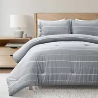 Photo of Full/Queen Lightweight Blue/White Stripe Polyester 3 PCS Comforter Set